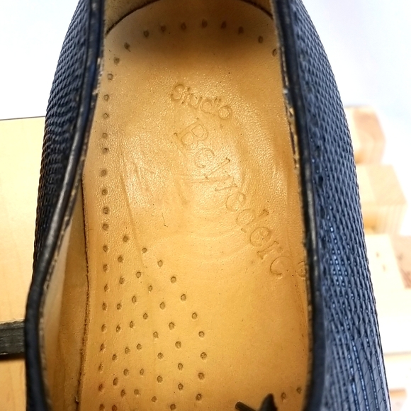 BELVEDERE BLACK OSTRICH AND LIZARD SKIN MEN'S DRESS SHOES. SIZE 9.5 - Picture 2 of 9